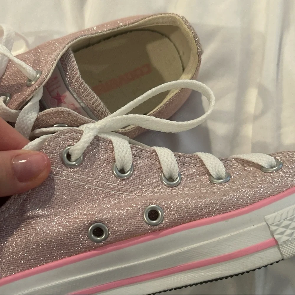 Vintage Y2K Converse‎ All Star Pink Glitter Low Top Kids Size 3 (2001)